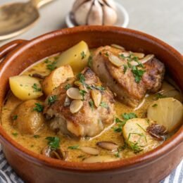 Conejo al Ajillo con Vino Blanco